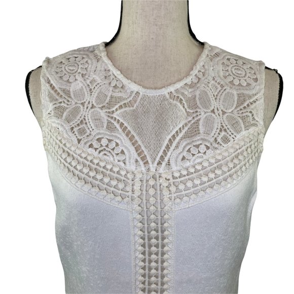ENGLISH FACTORY WHITE LACE SLEEVELESS A LINE MINI DRESS MEDIUM - Picture 3 of 13